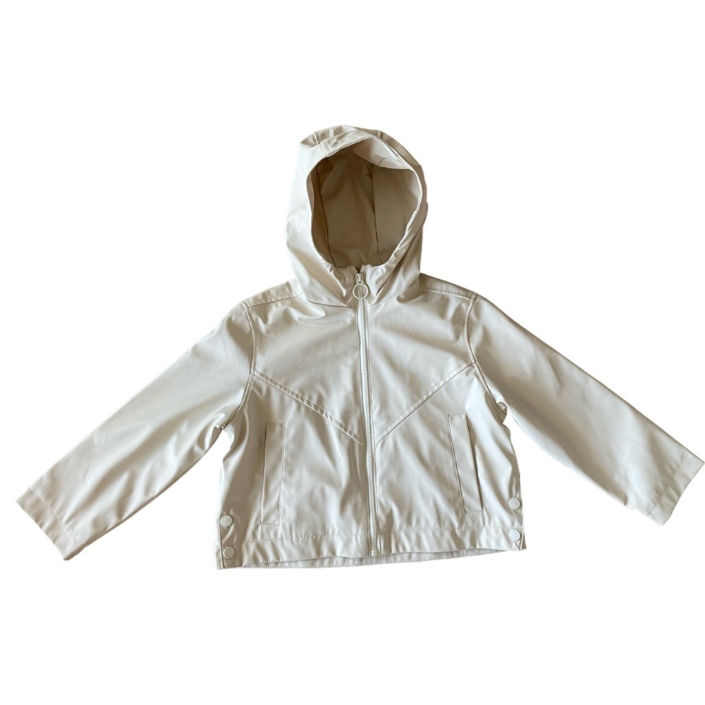 Zara Girls Cream Hooded Rain Jacket Size 7